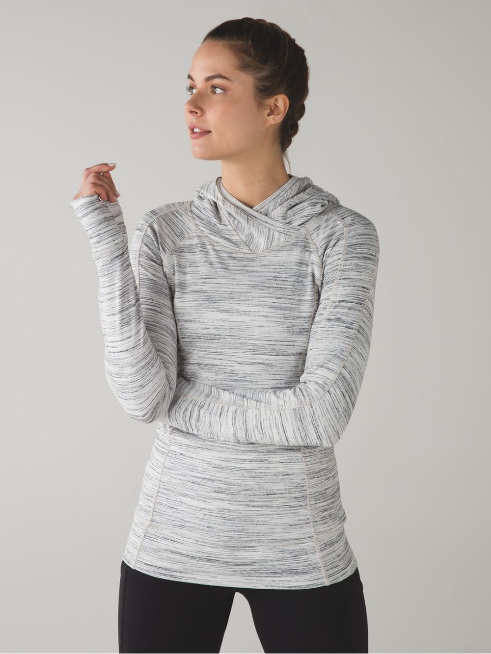 Lululemon Think Fast Hoodie in Spacedye Camo Alpine White & Grey, Women’s size 4